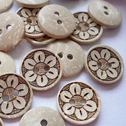 Vintage 2-Hole Coconut Buttons NNA0YXN-1