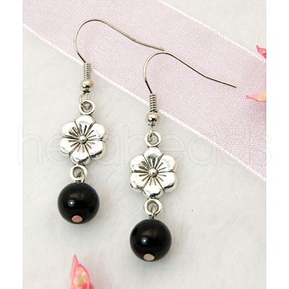 Dangle Flower Earrings EJEW-JE00178-01-1
