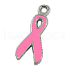 Breast Cancer Pink Awareness Ribbon Alloy Enamel Pendants ENAM-S002-1-1