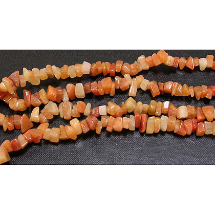 Natural Red Aventurine Chips Beads Strands F021-1