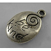 Tibetan Style Alloy Oval Carved Word Be Kind Message Pendants LF0558Y-1