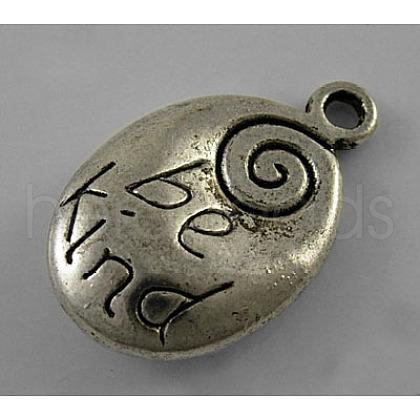 Tibetan Style Alloy Oval Carved Word Be Kind Message Pendants LF0558Y-1