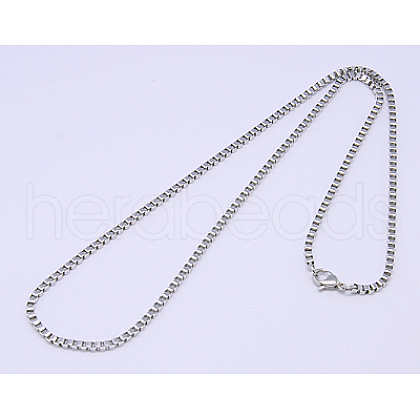 Tarnish Resistant Great Valentines Day Gift 304 Stainless Steel Box Chain Necklaces NJEW-507L-11-1