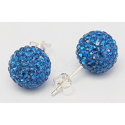 Sexy Valentines Day Gifts for Her 925 Sterling Silver Austrian Crystal Rhinestone Ball Stud Earrings Q286J131-1