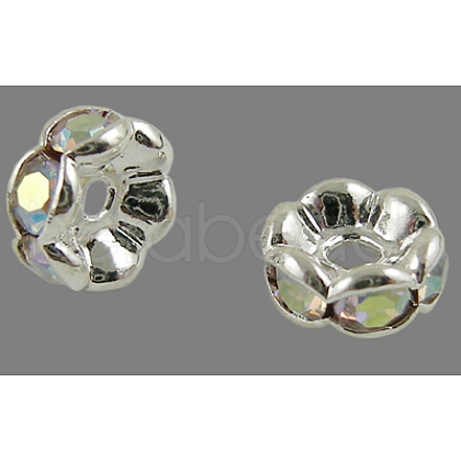 Brass Rhinestone Spacer Beads RB-A014-L8mm-28S-NF-1