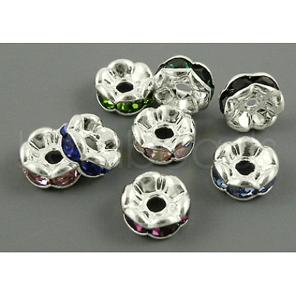 Brass Rhinestone Spacer Beads RB-A014-L8mm-S-1