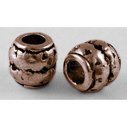 Tibetan Style Alloy Large Hole Barrel Beads RLF0929Y-NF-1
