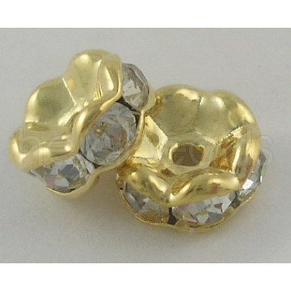 Brass Middle East Rhinestone Spacer Beads RSB029NF-01G-1