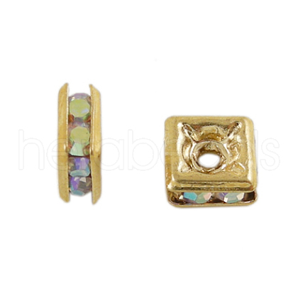 Brass Rhinestone Spacer Beads RSB071NF-02G-1