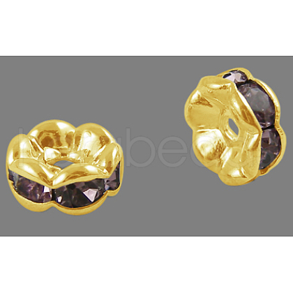 Brass Grade A Rhinestone Spacer Beads RSB160NF-16G-1