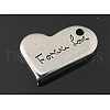 Tarnish Resistant Valentine's Day Gifts Making 304 Stainless Steel Flat Heart Carved Word Forever Love Charms STAS-Q096-1