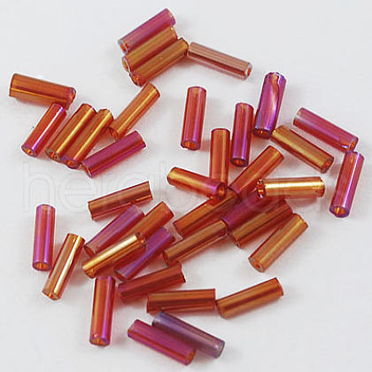 Transparent Colours Rainbow Glass Bugle Beads TSDB6MM165B-1