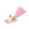Glass Pearl Round Beaded with Polycotton Tassel Big Pendants PALLOY-MZ00611-03-3