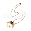 Natural Quartz Flat Round Pendant Necklace with 304 Stainless Steel Snake Chain NJEW-K244-06G-5