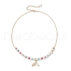 Natural Mixed Stone & Shell Pearl Round Beaded Necklaces NJEW-JN05302-01-4
