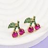 Cherry Brass Micro Pave Cubic Zirconia Stud Earrings EJEW-F895-26A-G-1