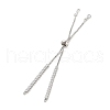 Brass Pave Clear Cubic Zirconia Square Slider Bracelet Making BJEW-U005-02P-2