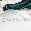 Flat Round with Deer Horn Pattern Brass & Resin Imitation Moonstone Pendant Necklaces & Stud Earrings & Link Bracelets Sets WG9EF84-07-1-1