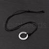 Natural Quartz Crystal Ring Pendant Necklace with Nylon Cord for Women NJEW-F306-02C-2