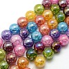 Electroplate AB Color Plated Synthetic Crackle Quartz Round Beads Strands G-L155-14mm-08-1