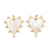 Brass Pave Natural White Shell Pendants KK-S526-65G-1