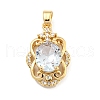 Brass Micro Pave Clear Cubic Zirconia Pendants X-KK-P263-26KCG-03-1