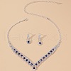 Teardrop Alloy Rhinestone Pendant Necklaces & Stud Earrings Sets FS-WG31B3E-03-1