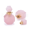 Faceted Natural Rose Quartz Openable Perfume Bottle Pendants G-I287-06G-B-2