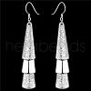 Silver Color Plated Textured Brass Triangle Dangle Earrings EJEW-BB11934-2
