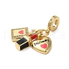 Rack Plating Brass Micro Pave Clear Cubic Zirconia Enamel European Dangle Charms X-KK-P279-45G-2