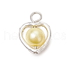Heart Acrylic Pearl with Alloy Connector Charms PALLOY-JF03399-2