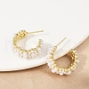 Flower Brass ABS Imitation Pearl Stud Earrings EJEW-M082-05G-5