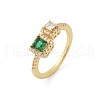 Brass Micro Pave Cubic Zirconia Cuff Rings RJEW-S400-17C-G-4