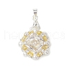 Glass Rhinestone with Acrylic Pearl Pendants PALLOY-MZ00251-01-1