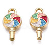 Golden Plated Alloy Enamel Pendants X-ENAM-T009-99-RS-2
