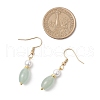 Oval Natural Green Aventurine & Shell Pearl Beaded Necklace & Bracelet & Dangle Earring Sets SJEW-JS01332-6