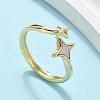 Brass Shell Cuff Rings for Women RJEW-C126-13G-1