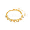 Leaf Alloy Rhinestone Link Bracelets for Women WGBDB93-01-2