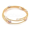 Mother's Day Jewellery Four-Loops Brass & Natural Freshwater Pearl Beaded Wrap Bracelets for Women BJEW-F470-02G-1