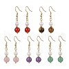 Natural Gemstone Round Dangle Earrings for Women EJEW-JE06334-2