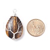 Natural Tiger Eye Pendants PALLOY-JF01307-05-2