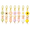 Silicone Round Flower Beads Pendant Decoration HJEW-CJ00033-1