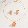 Elegant Middle Eastern Style Brass Micro Pave Cubic Zirconia Earrings & Necklaces Set for Women RL1029-1