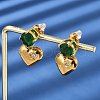 Heart 304 Stainless Steel Micro Pave Cubic Zirconia Dangle Stud Earrings EJEW-V016-01G-03-2