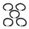 Natural Lava Rock Round Beaded Stretch Bracelets BJEW-JB10207-1