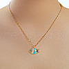 Fashionable Mini Brass Pave Cubic Zirconia Fish Pendant Necklaces for Daily Wear AM3554-1-2