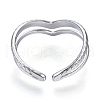 304 Stainless Steel Heart Open Cuff Ring RJEW-N040-46-3