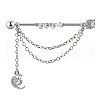 304 Stainless Steel Cubic Zirconia Double Piercing Dangle Cartilage Earrings WG8256B-03-3
