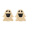 Brass ABS Imitation Pearl Stud Earrings EJEW-B132-02G-4