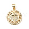 Rack Plating Brass Micro Pave Clear Cubic Zirconia Pendants KK-E060-23G-1